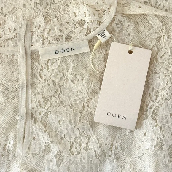 NWT DÔEN White Silk Mini Lace Valeria Sleeveless Dress - Picture 7 of 8